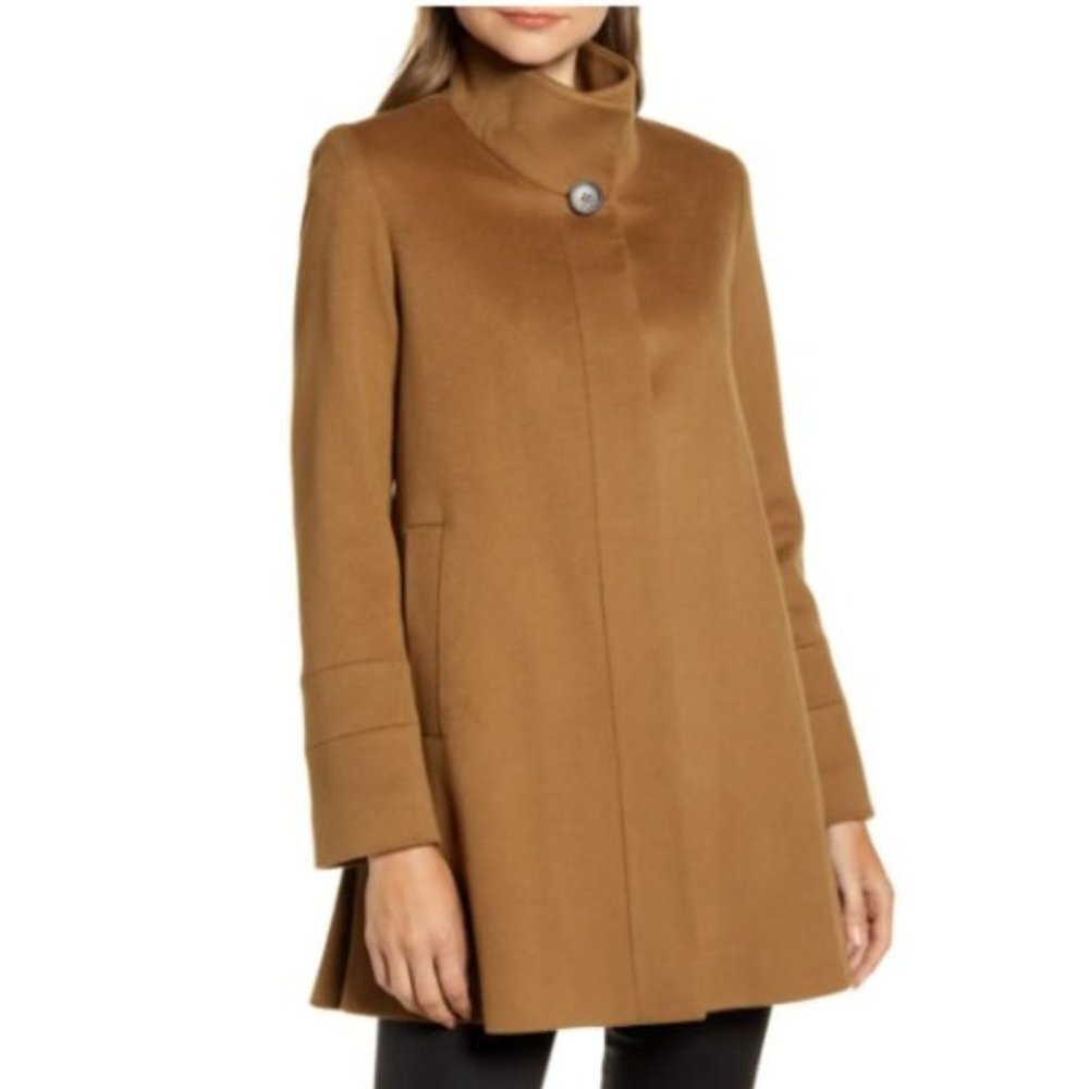 Fleurette Stand Collar Wool Car Coat